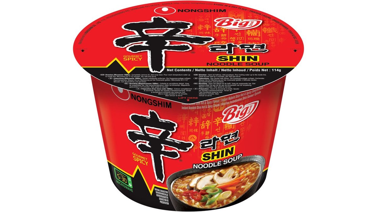 Instant-Cup-Nudeln, Shin Ramyun, sehr scharf Big Bowl