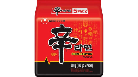 Instantnudeln, sehr scharf (Shin Ramyun), Family Pack, 5 x 120 g à Beutel