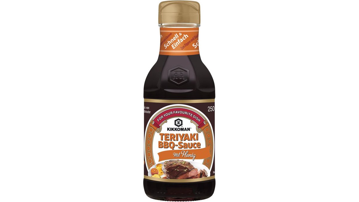 Kikkoman Teriyaki BBQ Sauce mit Honig 250 ml Glasflasche